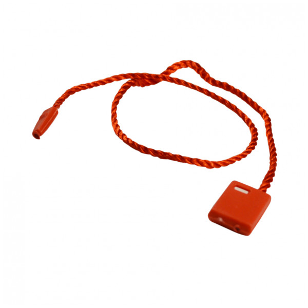 Ярлыкодержатель пластиковый с ниткой, цвет красный